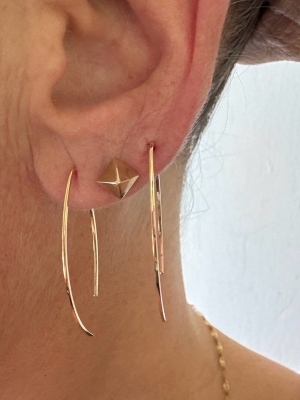 Real 14k Yellow Gold Wishbone Threader Earrings | Fine Jewelry | Stylist Curated